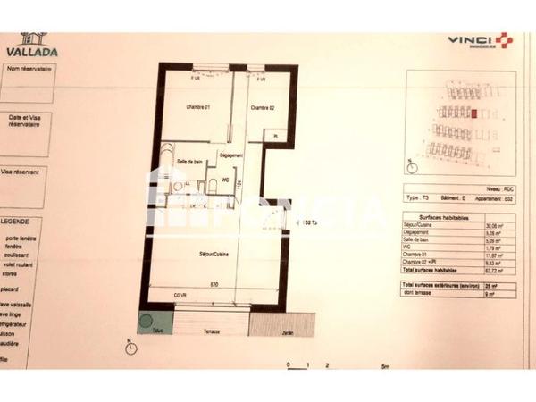 Location Appartement 3 pièces 63.72 m² - 9 AVENUE JEAN MERMOZ ZAC MONGES CROIX DU SUD Cornebarrieu 31700