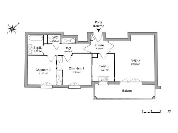 Location Appartement 3 pièces 67.7 m² - 30 RUE GENEVIEVE COUTURIER Rueil Malmaison 92500