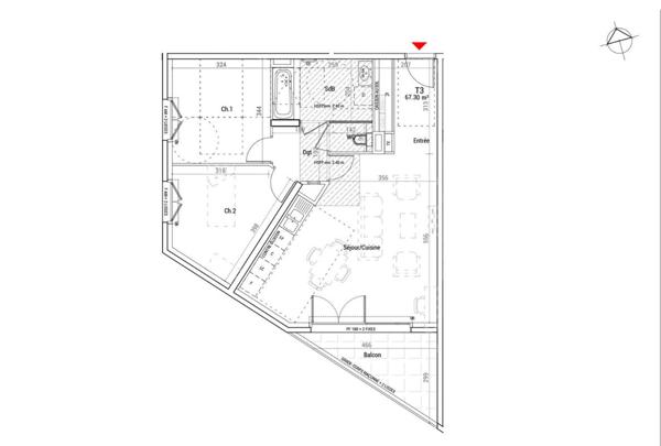 Appartement Sathonay Camp 3 pièce(s) 67m2