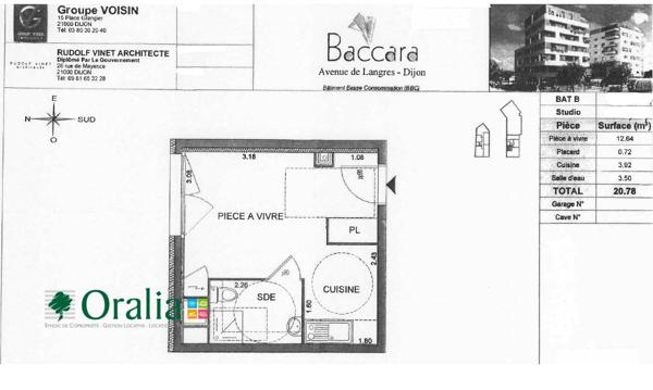 Appartement · Location Dijon (21000) 1 pièce · 21m²