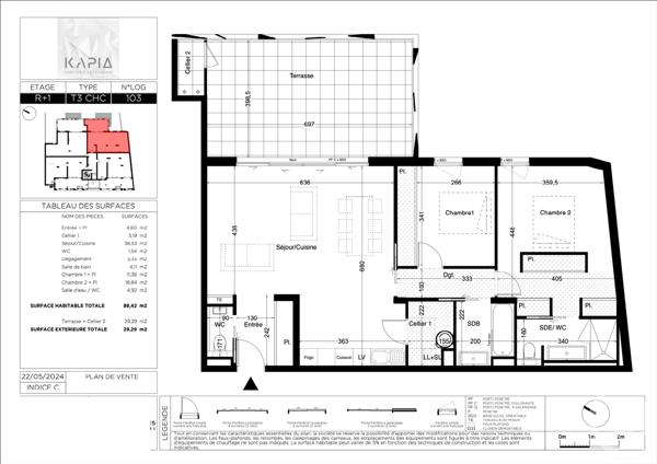 Appartement T3 à vendre  3 pièces - 88,42 m 2   CASTELNAU LE LEZ  - 34