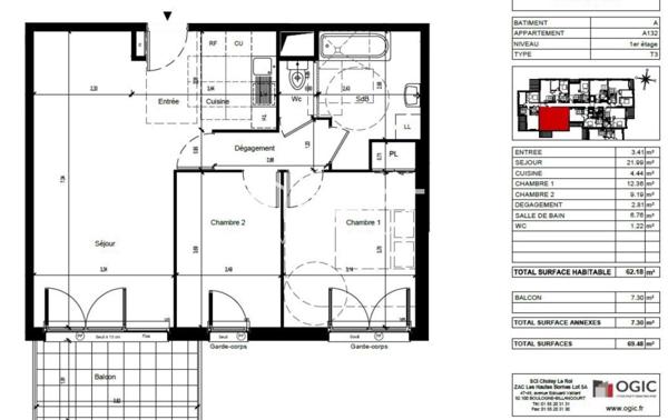 INVESTISSEMENT LOCATIF, T3 , CHOISY LE ROI