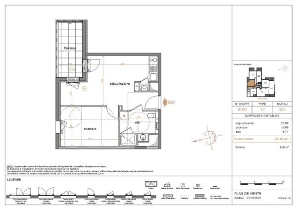 Appartement La Chapelle Sur Erdre 2 pièce(s) 38.26 m2 TERRASSE