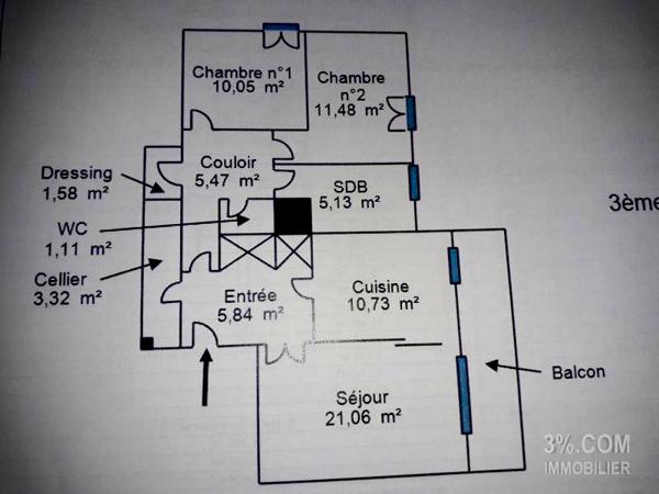 T3 de 75m2 + Balcon + Garage ROMANS(26) Romans-sur-Isère (26100)