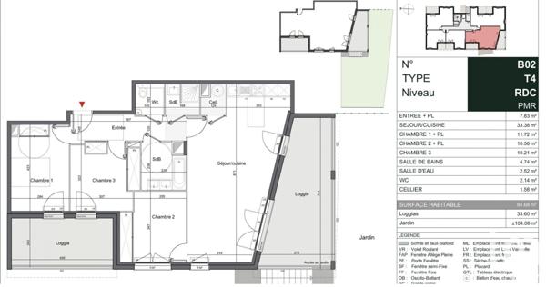 Appartement 4 pièces de 85 m² à Mérignac (33700)