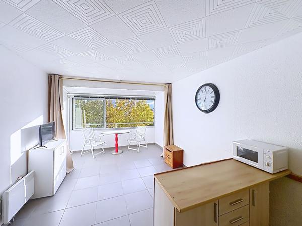Charmant appartement studio cabine lumineux de 24.85 m2 avec loggia et vue dégagée, cellier & parking privatif à Gruissan entre le Grazel et le Port