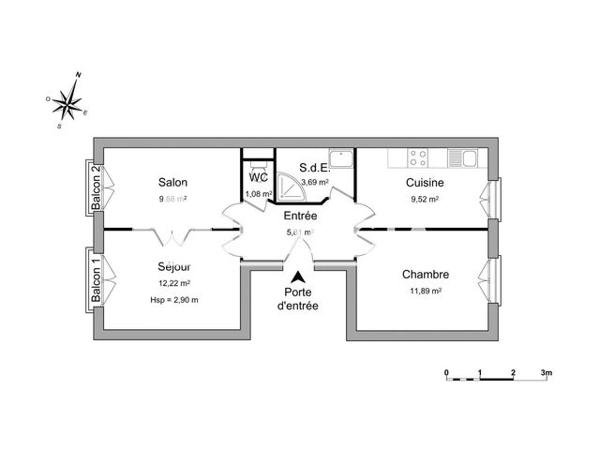 Location Appartement 3 pièces 54.1 m² - 71 BOULEVARD D'HAUSSONVILLE Nancy 54000