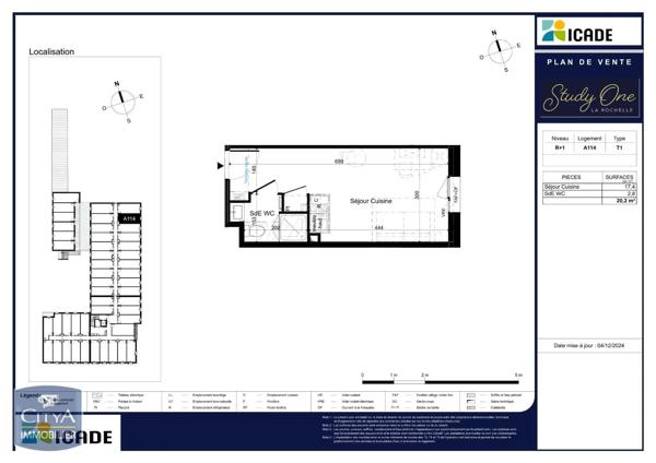 Appartement à louer 1 pièce 20.2m² La Rochelle (17000)