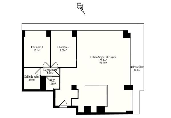PUTEAUX/CENTRE 3 pièces en étage élevé sans vis-à-vis de 80 m² avec balcon 19m², double parking et cave