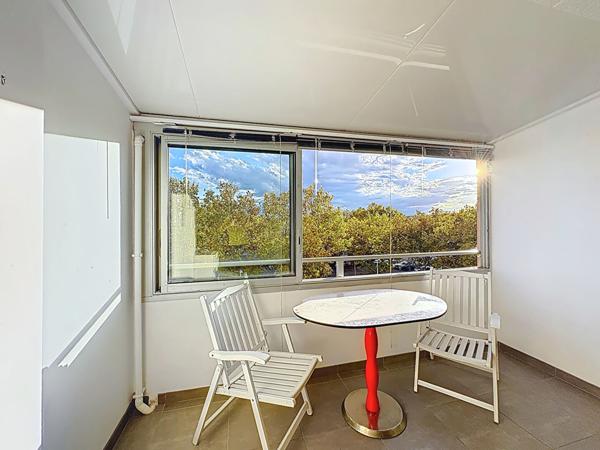Charmant appartement studio cabine lumineux de 24.85 m2 avec loggia et vue dégagée, cellier & parking privatif à Gruissan entre le Grazel et le Port