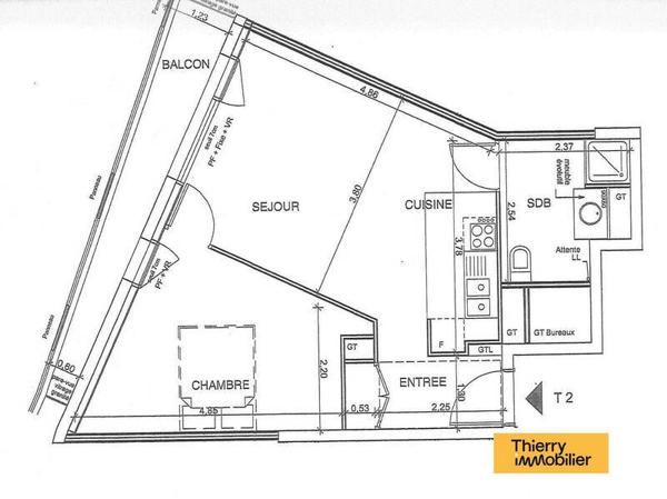Appartement 2 pièces                                        - 44200 Nantes - Gare Sud Réf : 123883