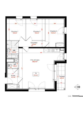 Appartement 4 pièces - 79 m² Exclusivité efficity