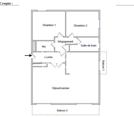 Appartement T3 + cave + parking