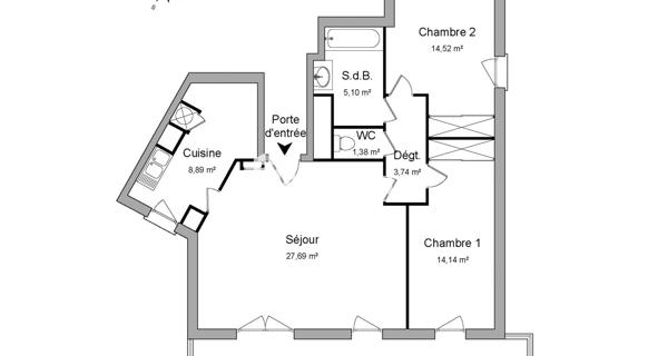 Location Appartement 3 pièces 75.46 m² - Décines-charpieu 69150