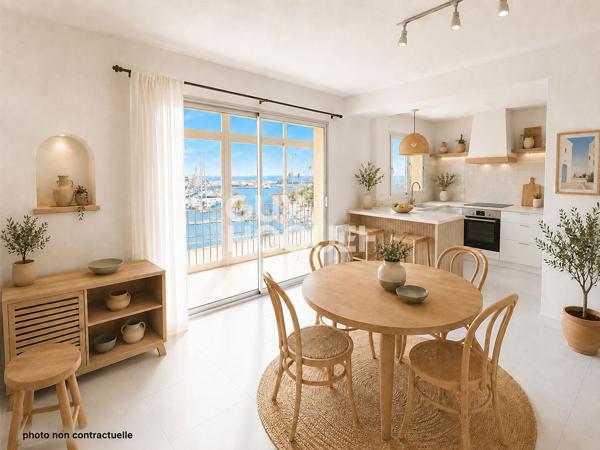 Appartement T2 traversant de 47 m² à Canet-en-Roussillon - Vue marina, mer et Canigou