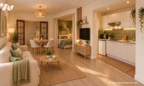 Appartement studio (avec cave) vendu libre situé au 4ème étage d'un immeuble en copropriété