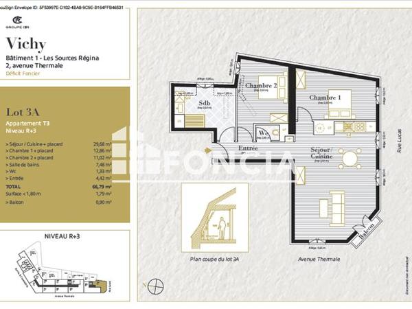Location Appartement 3 pièces 66.71 m² - Vichy 03200