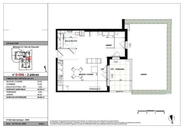 Appartement T2 à vendre  2 pièces - 43,25 m2 ANTIBES - 06