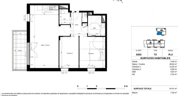 A VENDRE Appartement de type 3 en plein bourg de Saint Sylvain d'Anjou