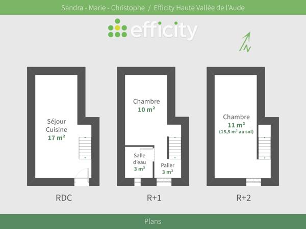 Maison 3 pièces - 50 m² Exclusivité efficity