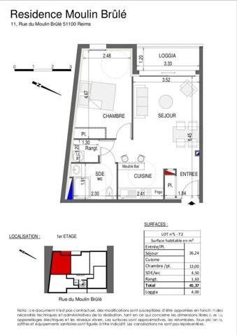 Appartement 2 pièces de 47 m² à Reims (51100)