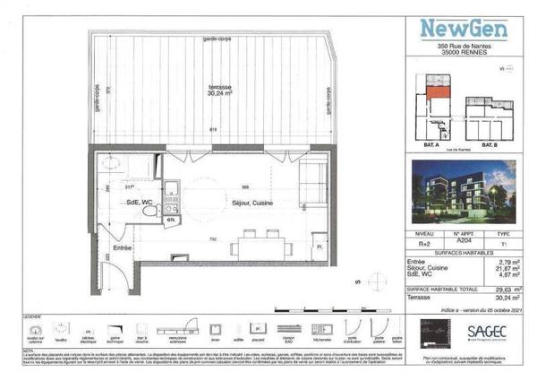 Appartement 1 pièce - 35000 Rennes -  Brequigny