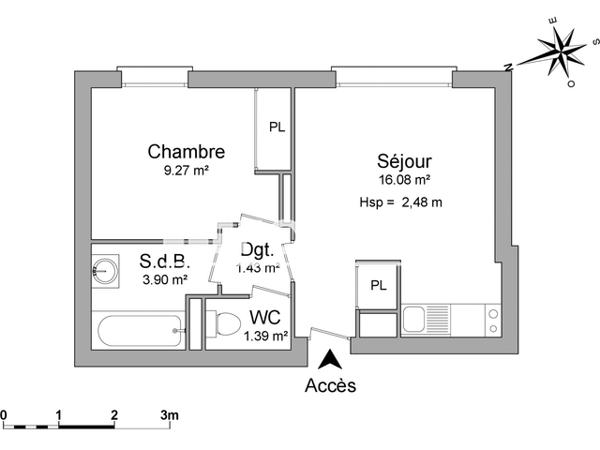 Location Appartement 2 pièces 31.51 m² - 25 RUE AUSONE Bruges 33520