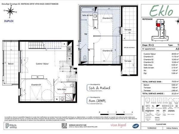 Location Appartement 4 pièces 79.5 m² - 90 CHEMIN DU MAS DE TESTE Nimes 30000