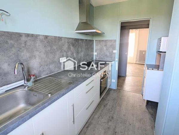 Appartement F3, 2 chambres, balcon, cave et garage