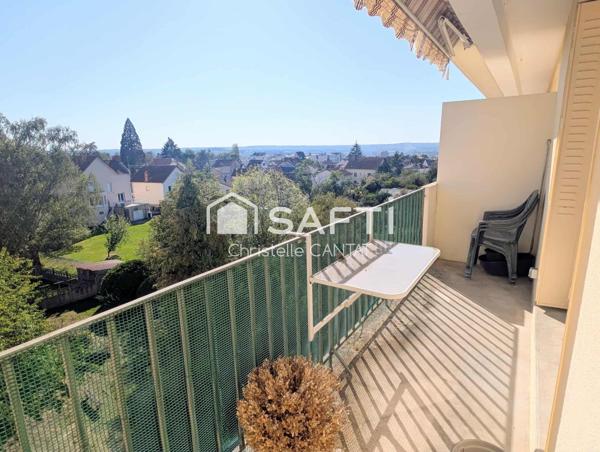 Appartement F3, 2 chambres, balcon, cave et garage