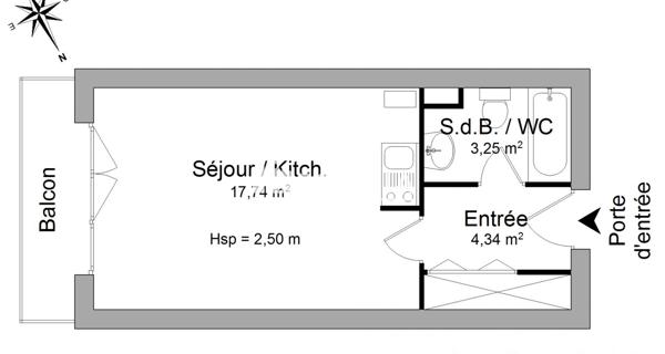 Location Studio 25.33 m² - Villemomble 93250