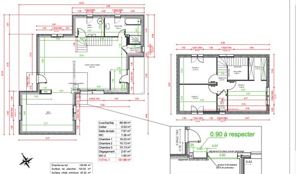 Monnaie - Maison 3 chambres 121 m2 -