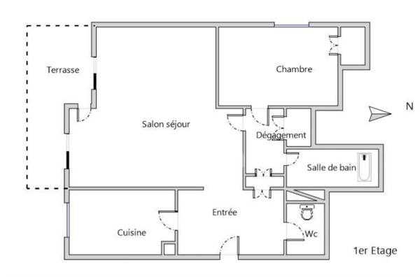 Appartement 3 pièces de 65m2 avec cave et box