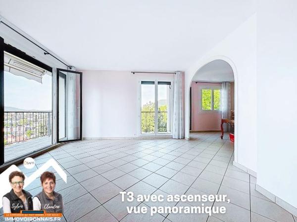 Vue aérienne sur les massifs et la ville, ascenseur, climatisation, garage possible