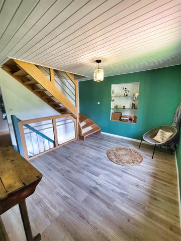 Ventron (88310) Ventron, Vosges. Grande maison mitoyenne de 4 chambres, 3 SDB, terrasse en pilotis avec vue sur rivière et mon