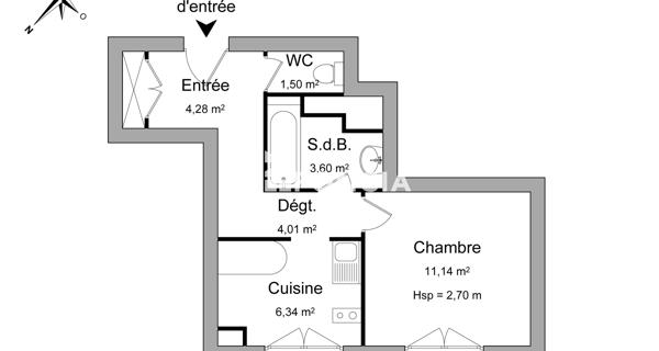 Location Studio meublé 30.87 m² - Vienne 38200
