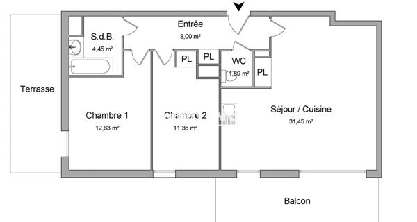 Location Appartement 3 pièces 69.97 m² - Villeurbanne 69100
