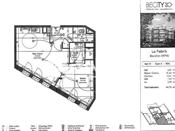 Location Appartement 2 pièces 44.7 m² - 159 AVENUE JEAN JAURES Ronchin 59790