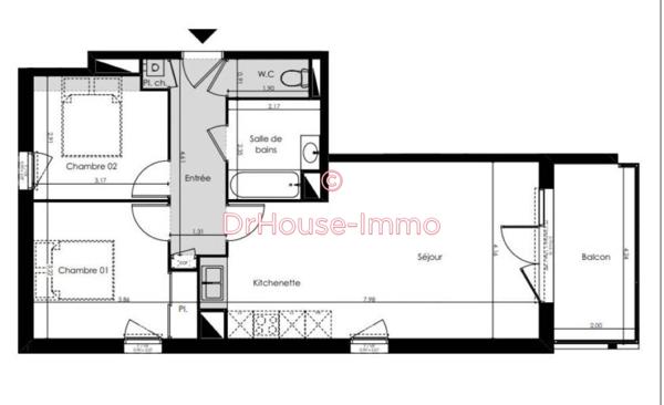 Appartement à vendre 3 pièces de 62 m²