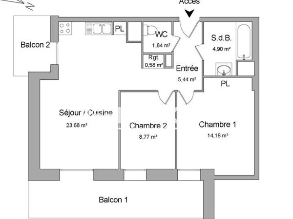 Location Appartement 3 pièces 59.4 m² - 51-53 RUE LAVEISSIERE Deville Les Rouen 76250