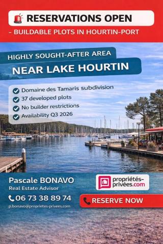 HOURTIN-PORT - Terrain viabilisé 565 m² à proximité du lac