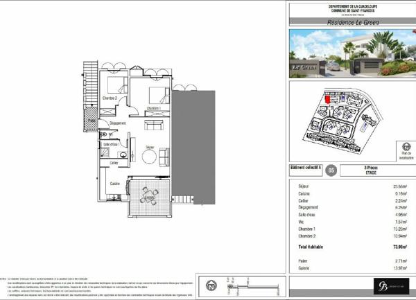 Appartement à vendre    3 pièces • 73,96 m2 Saint-François