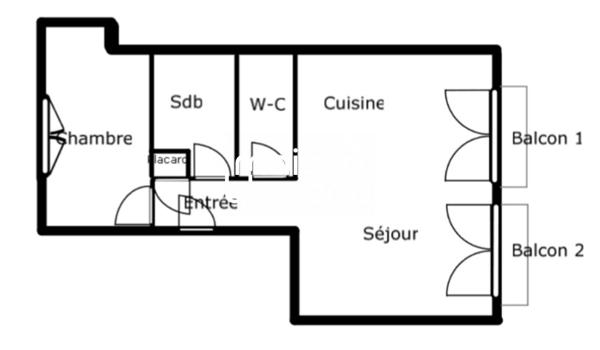 VIEUX BORDEAUX , À DEUX PAS DE LA GROSSE CLOCHE: T2 MEUBLÉ DE 43m2 AVEC DEUX BALCONS!