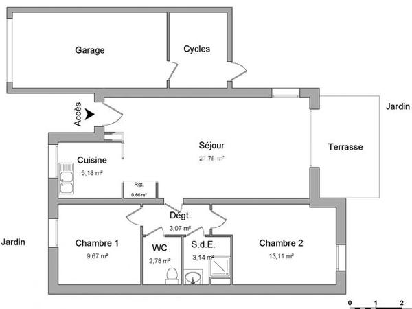 Location Maison 3 pièces 65.39 m² - 30 RUE DE LA PORTERIE Saint Germain La Blanche Herbe 14280