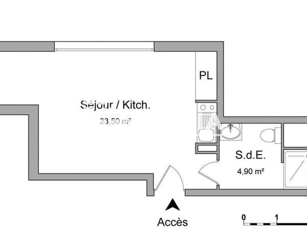 Location Studio 28.4 m² - 1 BOULEVARD VILLEBOIS MAREUIL Rennes 35000