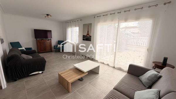 Maison familiale, 4 chambres, 2 SDB, véranda, garage 70m²