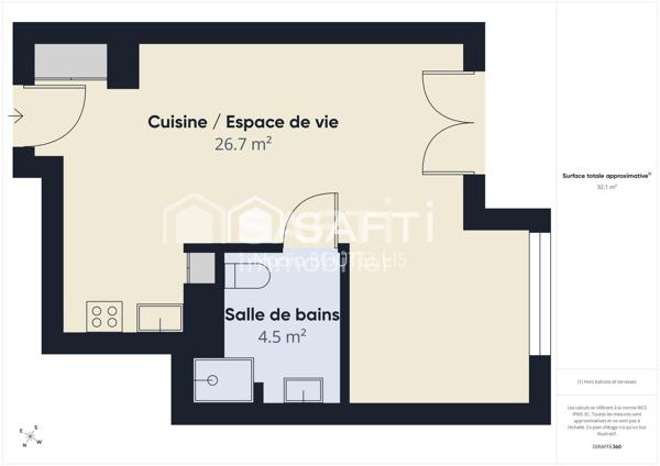 LE HAILLAN – STUDIO 32 m² AVEC PARKING COUVERT – PROCHE CENTRE-VILLE