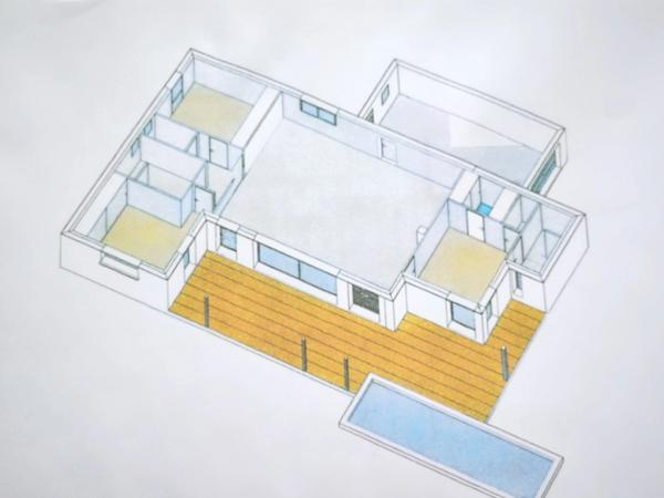 Terrain constructible de 839,00 m² MAGALAS (34) avec villa plain pied 4 faces