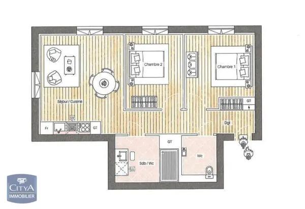 Appartement à louer 3 pièces 61.07m² Mulhouse (68200)