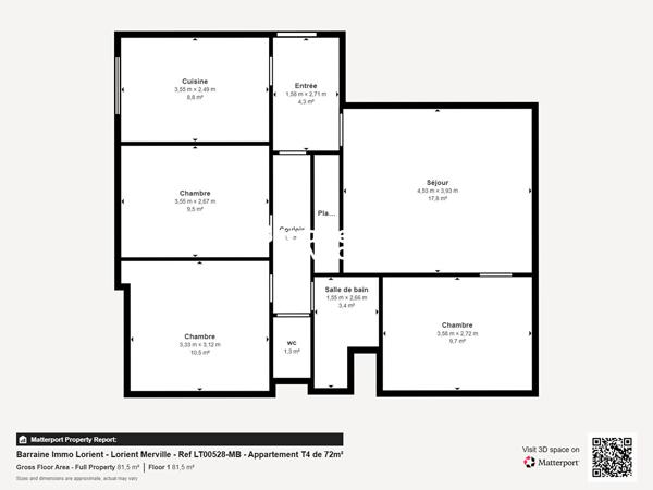 Vente appartement à Lorient, 4 pièces 72m²